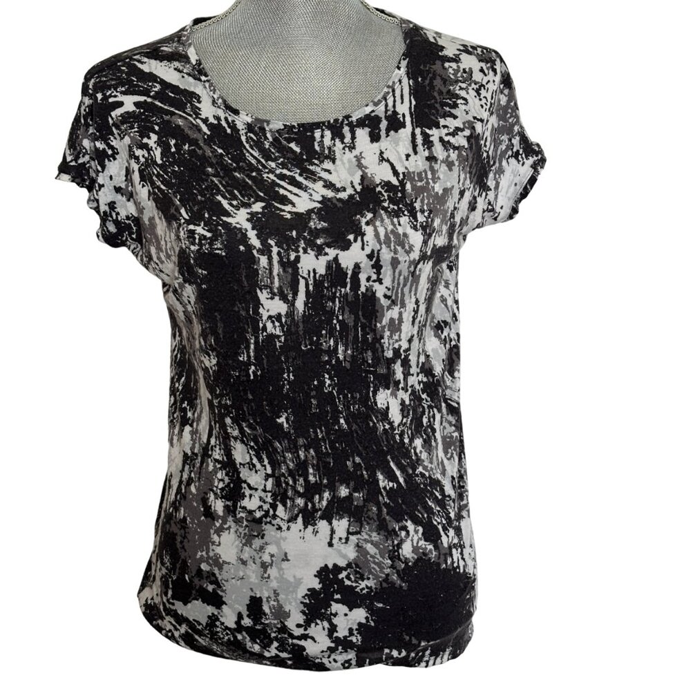 Oh Baby Motherhood Top  - Size Small - Maternity - Cap Sleeve - Black/White/Gray